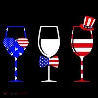 4th Of July Red White Blue Wine USA Glasses T-Shirt
