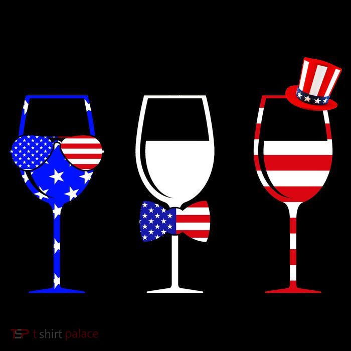 4th Of July Red White Blue Wine USA Glasses T-Shirt