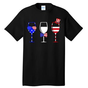 4th Of July Red White Blue Wine USA Glasses Tall T-Shirt