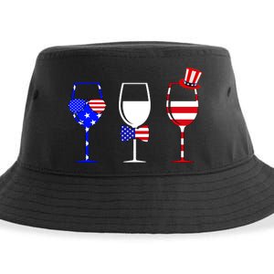 4th Of July Red White Blue Wine USA Glasses Sustainable Bucket Hat