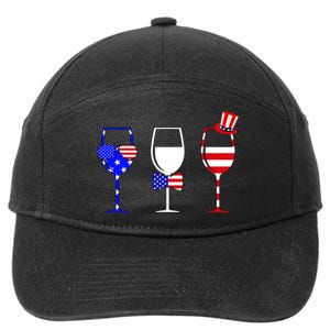 4th Of July Red White Blue Wine USA Glasses 7-Panel Snapback Hat