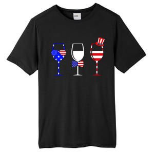 4th Of July Red White Blue Wine USA Glasses Tall Fusion ChromaSoft Performance T-Shirt