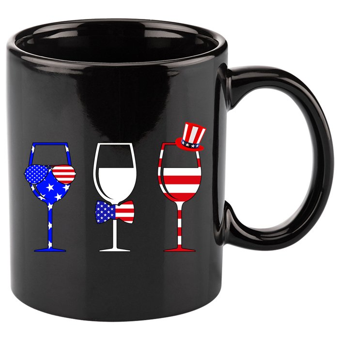 4th Of July Red White Blue Wine USA Glasses 11oz C Handle Ceramic Mug