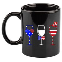 4th Of July Red White Blue Wine USA Glasses 11oz C Handle Ceramic Mug