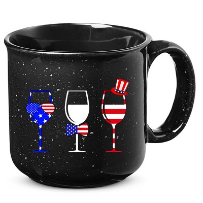4th Of July Red White Blue Wine USA Glasses 15oz Campfire Ceramic Mug