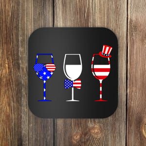 4th Of July Red White Blue Wine USA Glasses Coaster