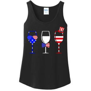 4th Of July Red White Blue Wine USA Glasses Ladies Essential Tank