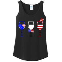 4th Of July Red White Blue Wine USA Glasses Ladies Essential Tank