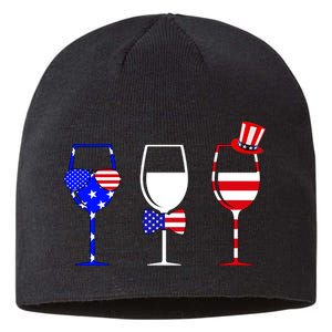 4th Of July Red White Blue Wine USA Glasses Sustainable Beanie