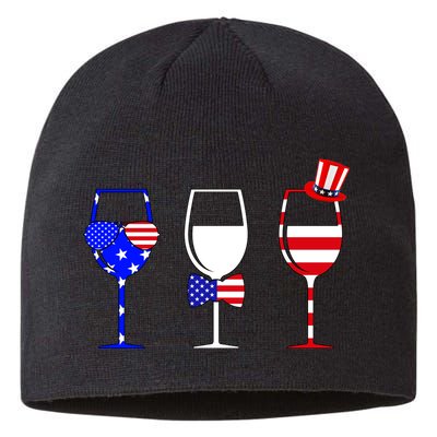 4th Of July Red White Blue Wine USA Glasses Sustainable Beanie