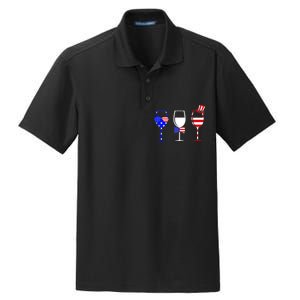 4th Of July Red White Blue Wine USA Glasses Dry Zone Grid Polo