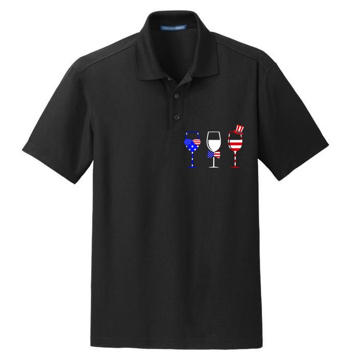 4th Of July Red White Blue Wine USA Glasses Dry Zone Grid Polo