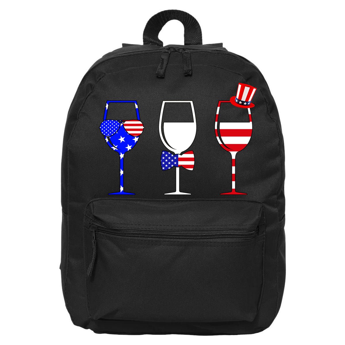 4th Of July Red White Blue Wine USA Glasses 16 in Basic Backpack