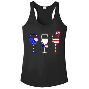 4th Of July Red White Blue Wine USA Glasses Ladies PosiCharge Competitor Racerback Tank