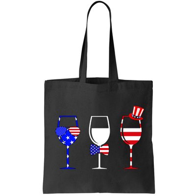 4th Of July Red White Blue Wine USA Glasses Bag