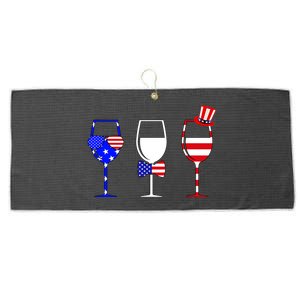 4th Of July Red White Blue Wine USA Glasses Large Microfiber Waffle Golf Towel