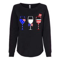 4th Of July Red White Blue Wine USA Glasses Womens California Wash Sweatshirt