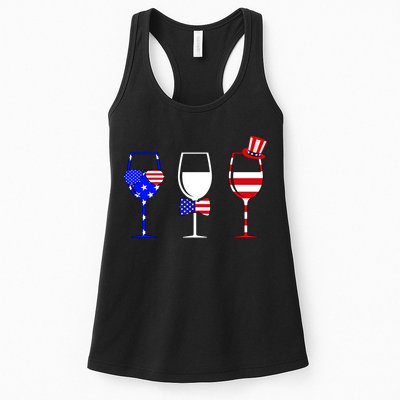 4th Of July Red White Blue Wine USA Glasses Womens Tank Top