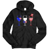 4th Of July Red White Blue Wine USA Glasses Tie Dye Hoodie