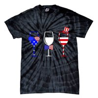 4th Of July Red White Blue Wine USA Glasses Tie-Dye T-Shirt