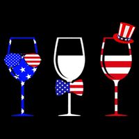 4th Of July Red White Blue Wine USA Glasses Tie-Dye T-Shirt