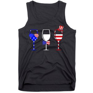 4th Of July Red White Blue Wine USA Glasses Tank Top