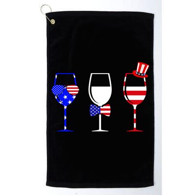 4th Of July Red White Blue Wine USA Glasses Golf Towel