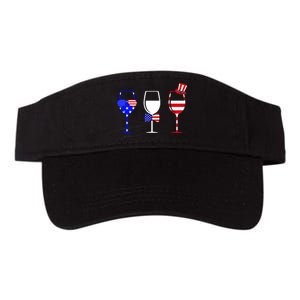 4th Of July Red White Blue Wine USA Glasses Valucap Bio-Washed Visor