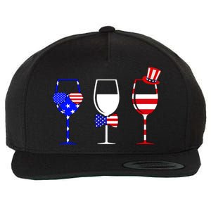 4th Of July Red White Blue Wine USA Glasses Wool Snapback Cap