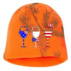 4th Of July Red White Blue Wine USA Glasses Kati - Camo Knit Beanie