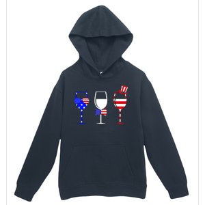 4th Of July Red White Blue Wine USA Glasses Urban Pullover Hoodie