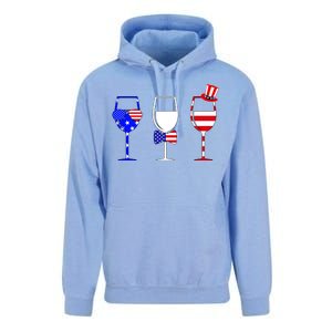 4th Of July Red White Blue Wine USA Glasses Unisex Surf Hoodie