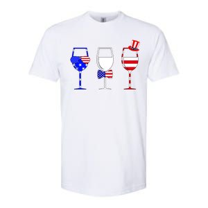 4th Of July Red White Blue Wine USA Glasses Softstyle CVC T-Shirt