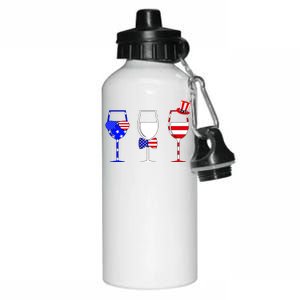 4th Of July Red White Blue Wine USA Glasses Aluminum Water Bottle