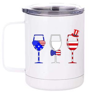 4th Of July Red White Blue Wine USA Glasses 12 oz Stainless Steel Tumbler Cup