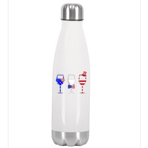 4th Of July Red White Blue Wine USA Glasses Stainless Steel Insulated Water Bottle