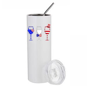 4th Of July Red White Blue Wine USA Glasses Stainless Steel Tumbler