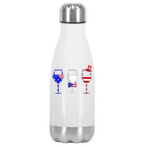 4th Of July Red White Blue Wine USA Glasses Stainless Steel Insulated Water Bottle