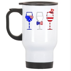 4th Of July Red White Blue Wine USA Glasses Stainless Steel Travel Mug