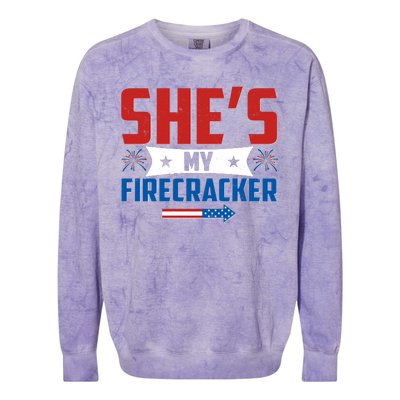 4th of July She's My Firecracker Matching Shirt Colorblast Crewneck Sweatshirt