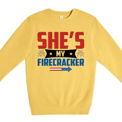 4th of July She's My Firecracker Matching Shirt Premium Crewneck Sweatshirt