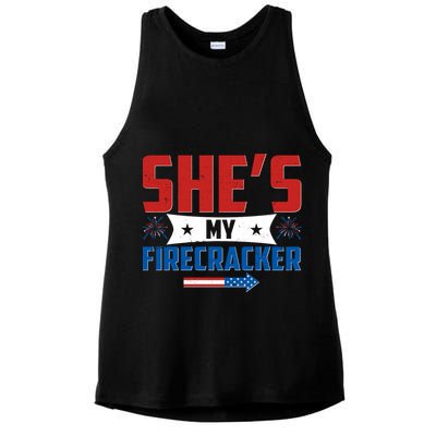 4th of July She's My Firecracker Matching Shirt Ladies PosiCharge Tri-Blend Wicking Tank