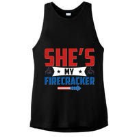 4th of July She's My Firecracker Matching Shirt Ladies PosiCharge Tri-Blend Wicking Tank