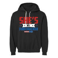 4th of July She's My Firecracker Matching Shirt Garment-Dyed Fleece Hoodie