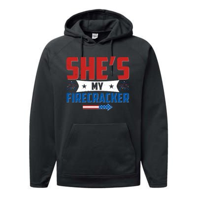 4th of July She's My Firecracker Matching Shirt Performance Fleece Hoodie