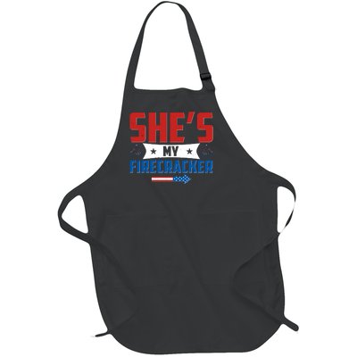 4th of July She's My Firecracker Matching Shirt Full-Length Apron With Pockets