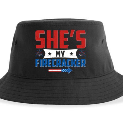 4th of July She's My Firecracker Matching Shirt Sustainable Bucket Hat