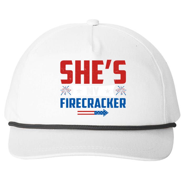 4th of July She's My Firecracker Matching Shirt Snapback Five-Panel Rope Hat