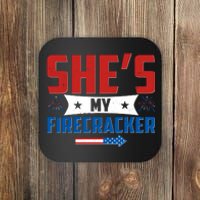 4th of July She's My Firecracker Matching Shirt Coaster