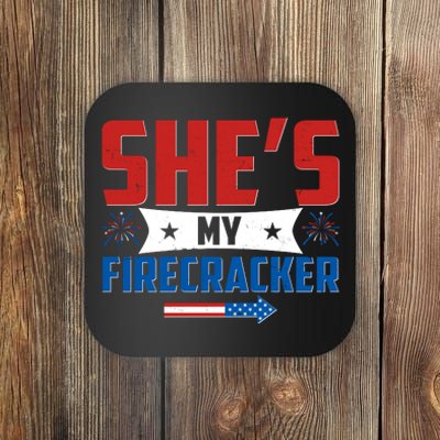 4th of July She's My Firecracker Matching Shirt Coaster